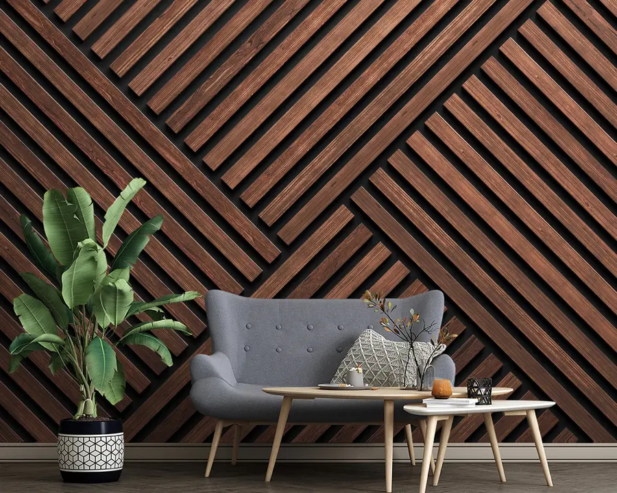 wall murals Wooden slats u97646