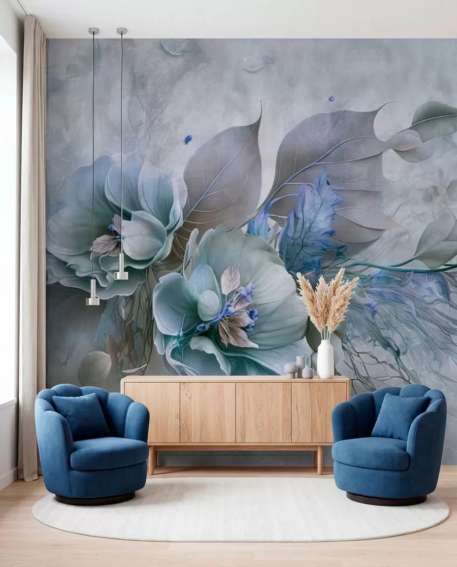 wall murals Chimera flowers in blue colors u93930v1