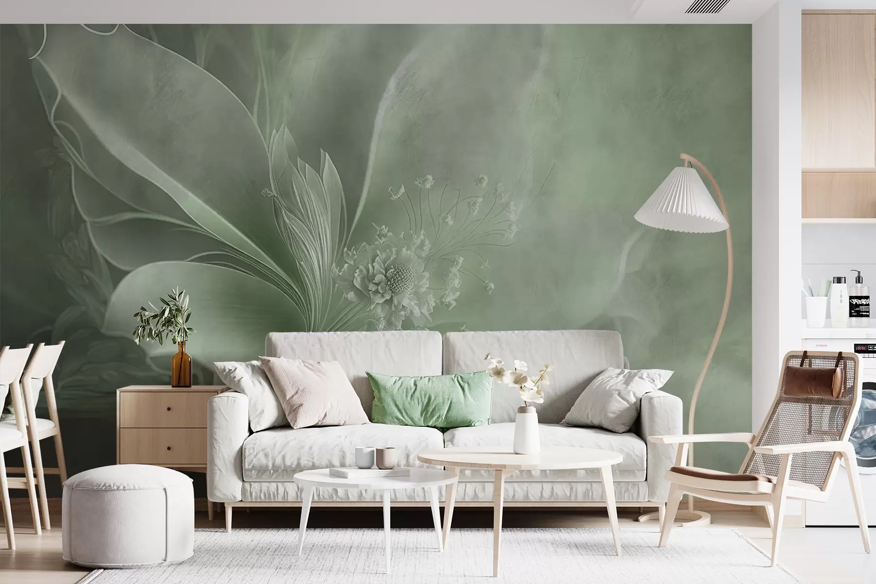 wall murals A very delicate flower in green colors u93944v3