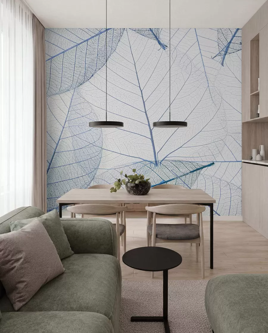 wall murals Transparent leaves in blue colors u24439v1