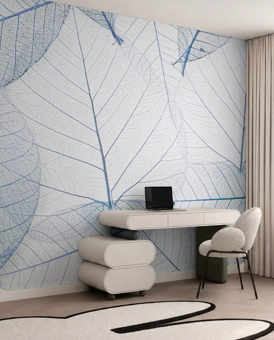 wall murals Transparent leaves in blue colors u24439v1