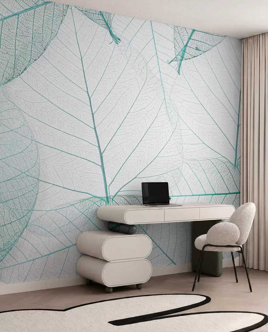 wall murals Transparent leaves in green colors u24439v3