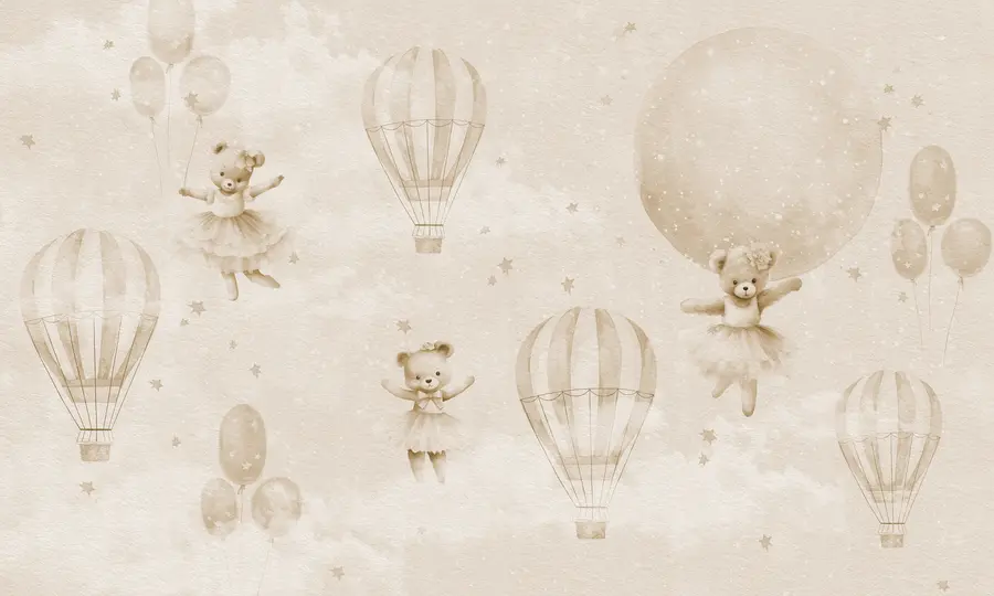 wall murals Ballerina bears and beige balloons u97954v1