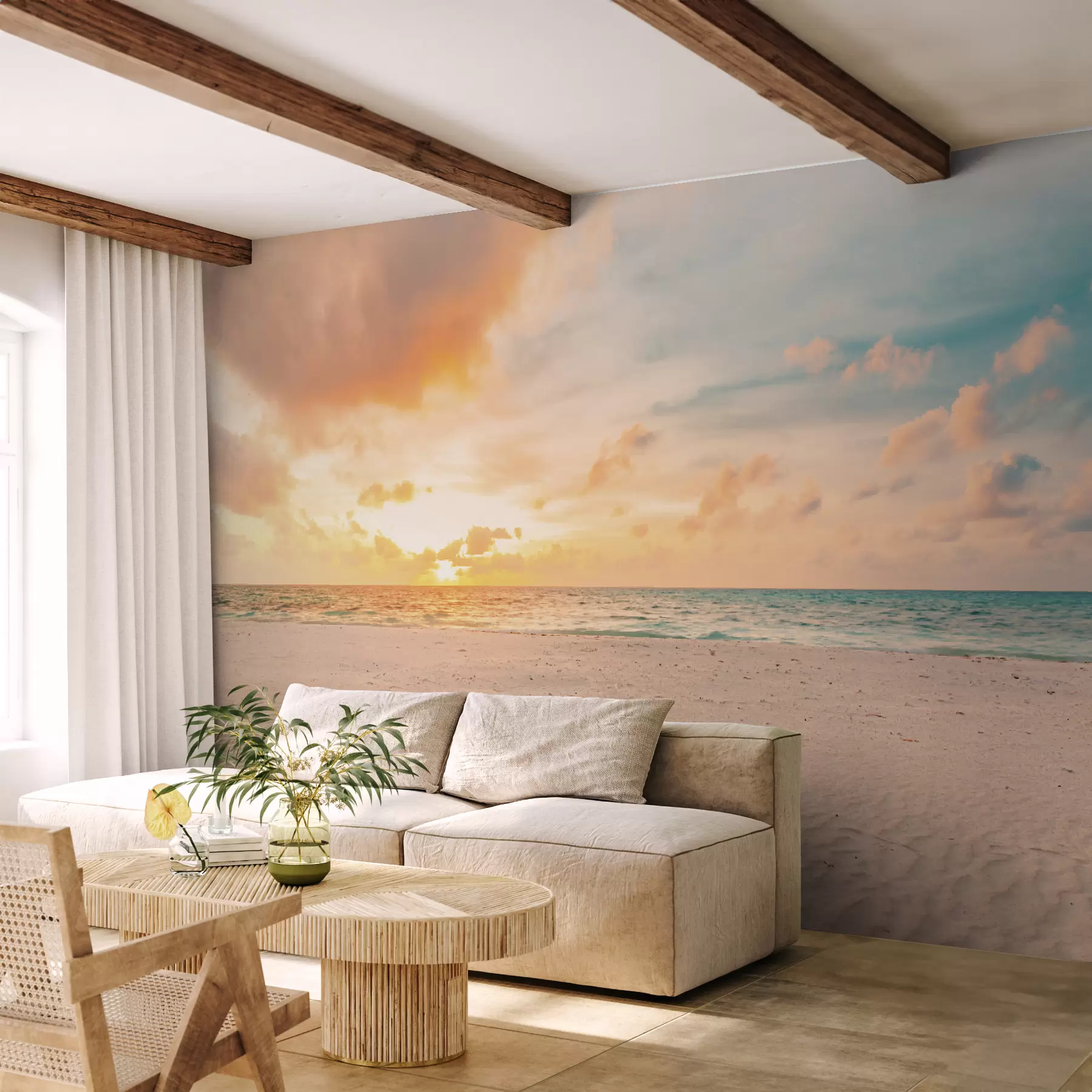 wall murals Beach white sand sea and waves u97894