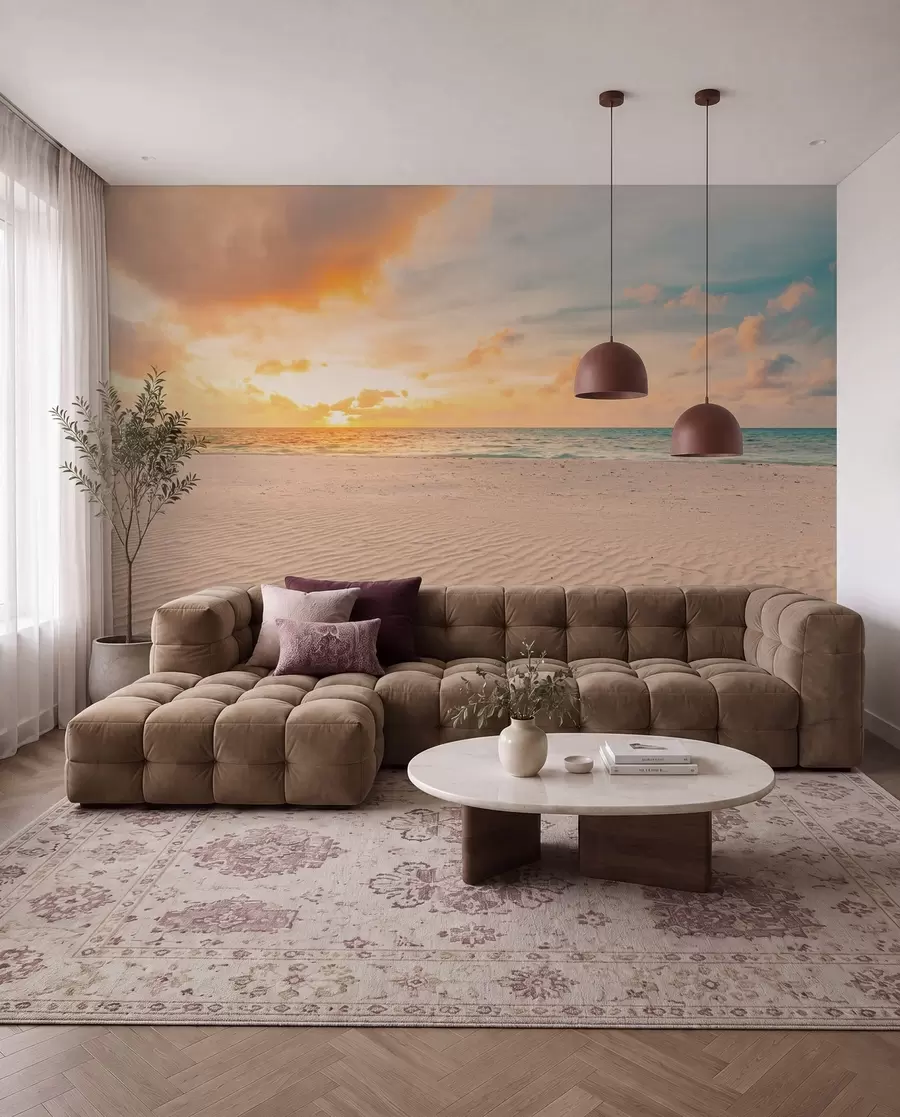 wall murals Beach white sand sea and waves u97894