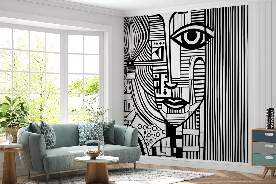 wall murals Abstract black and white face u98714