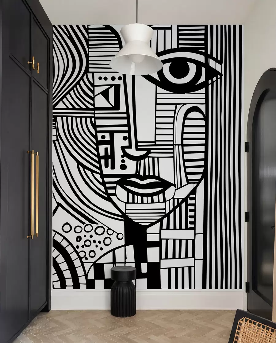 wall murals Abstract black and white face u98714