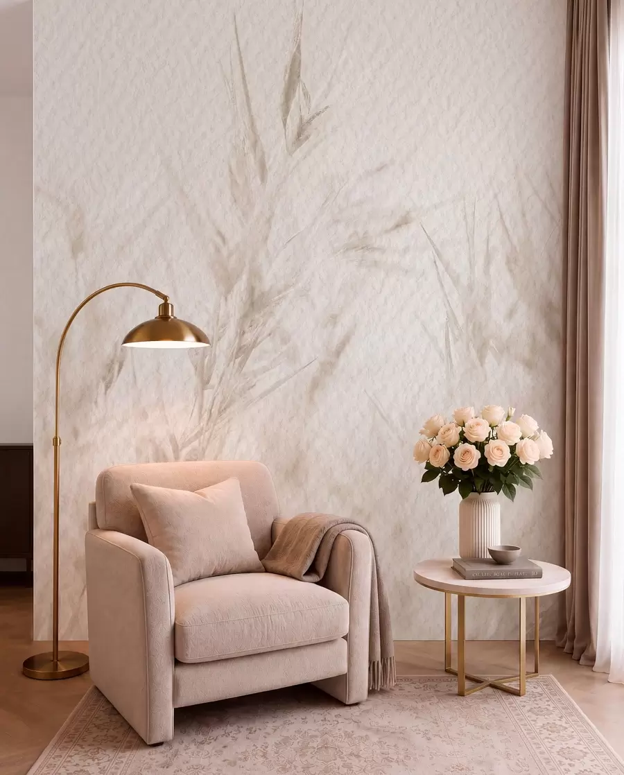 wall murals Dried flowers with vintage paper texture u98438