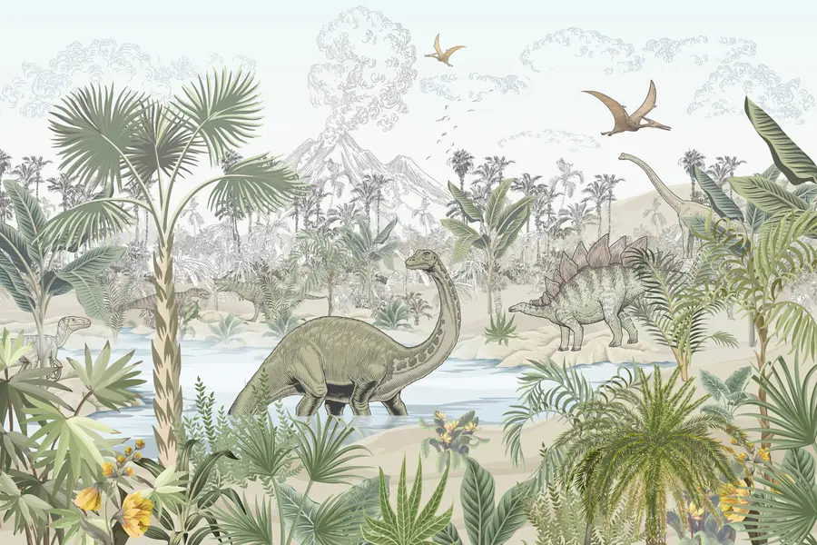 wall murals Dinosaurs in the rainforest u98674