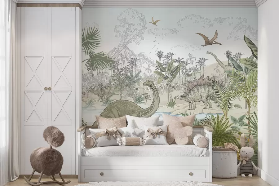 wall murals Dinosaurs in the rainforest u98674