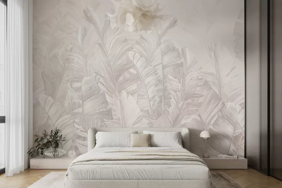 wall murals Trendy tropical beige leaves u98951
