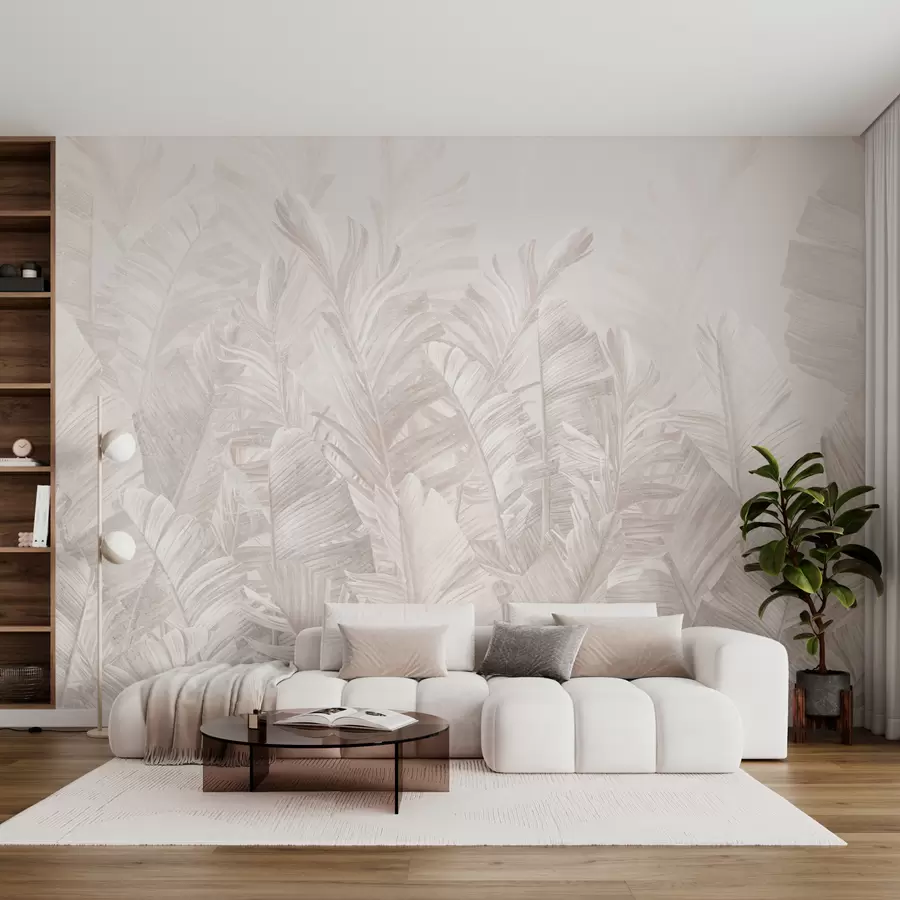 wall murals Trendy tropical beige leaves u98951