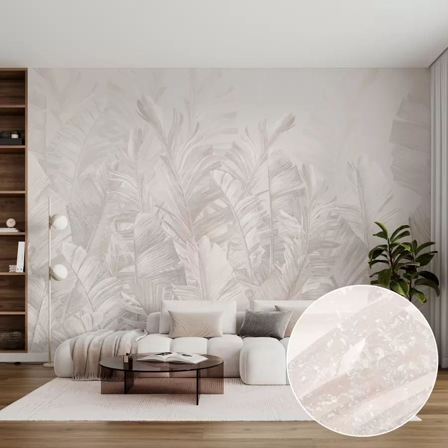 wall murals Trendy tropical beige leaves u98951