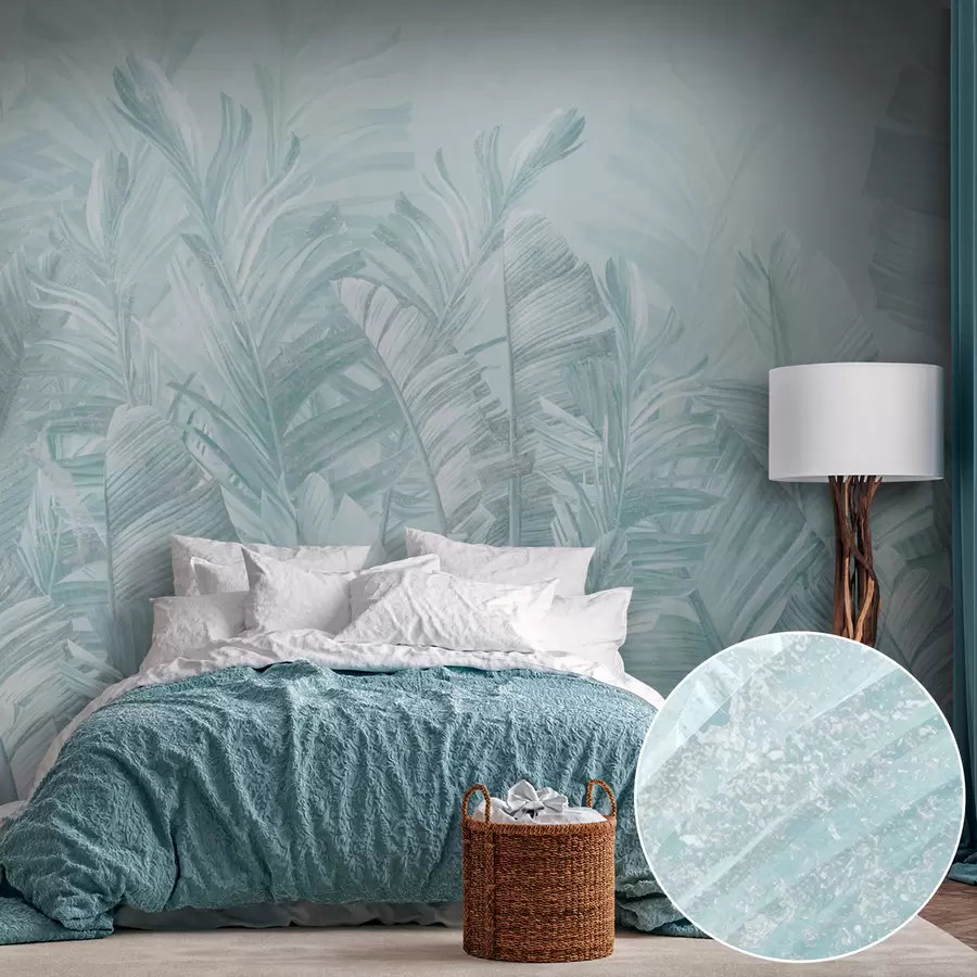 wall murals Trendy tropical turquoise leaves u98951v3