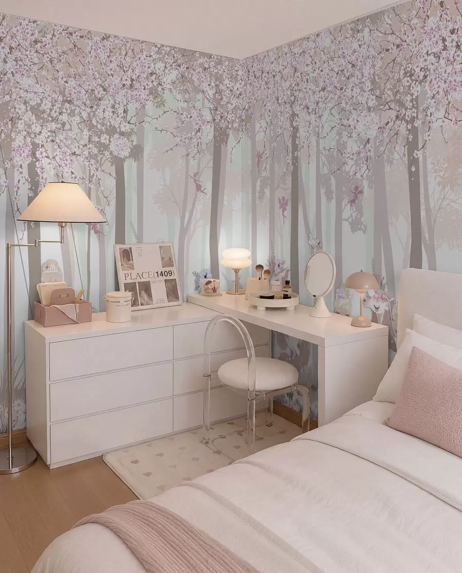 wall murals A forest with princesses and unicorns u98694