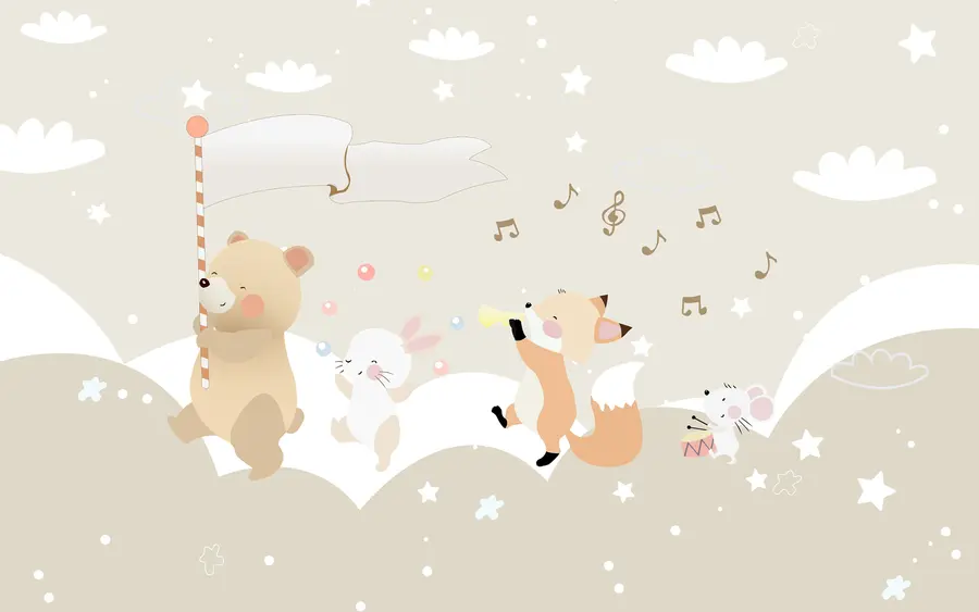 wall murals Wallpaper design for children's room with cute animals in pink colours u98969