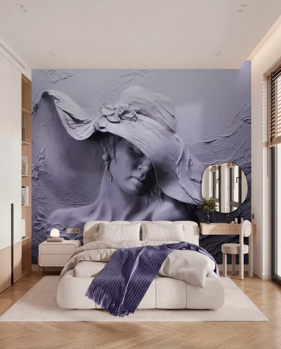 wall murals Woman in a hat 3D u62592v3