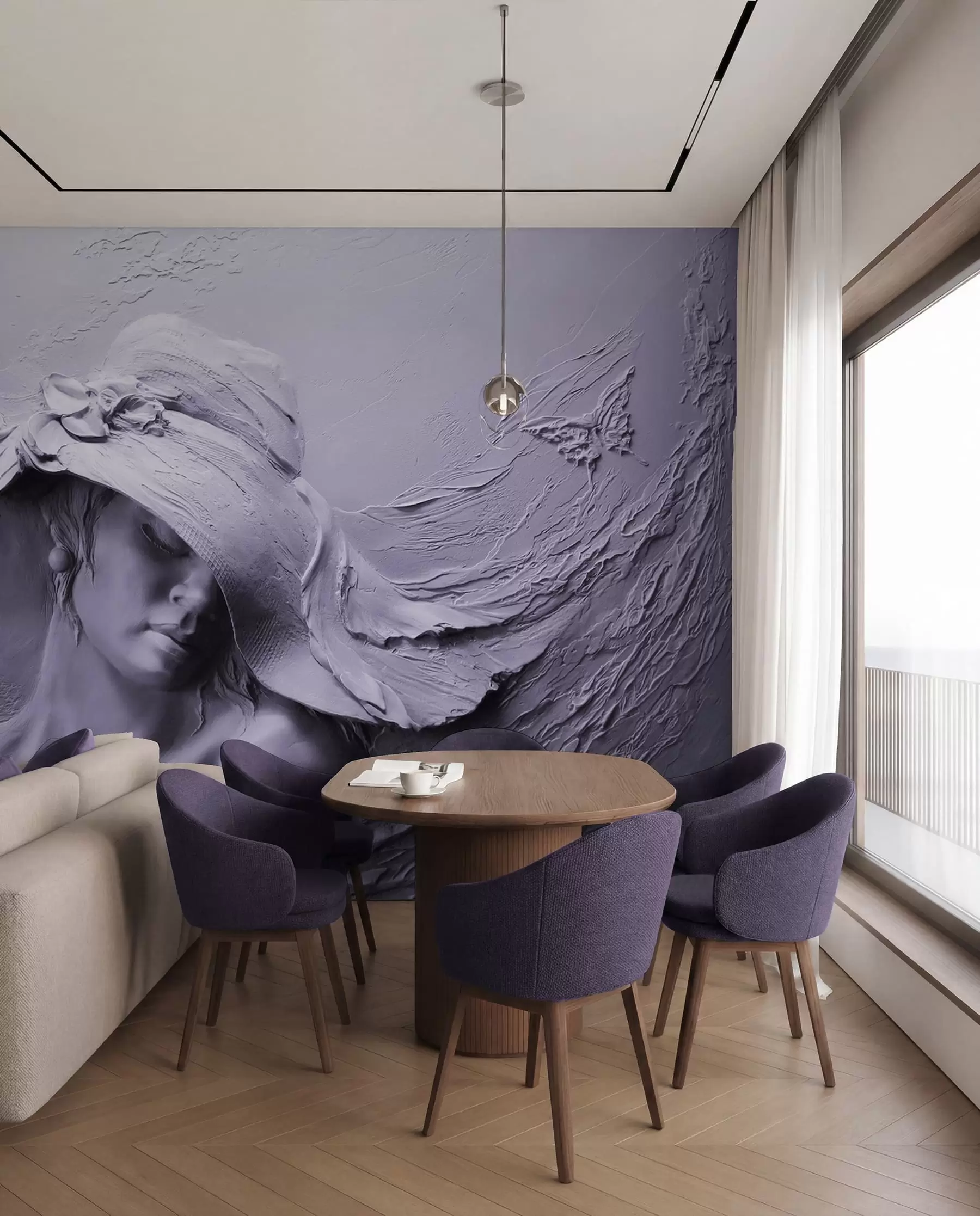 wall murals Woman in a hat 3D u62592v3
