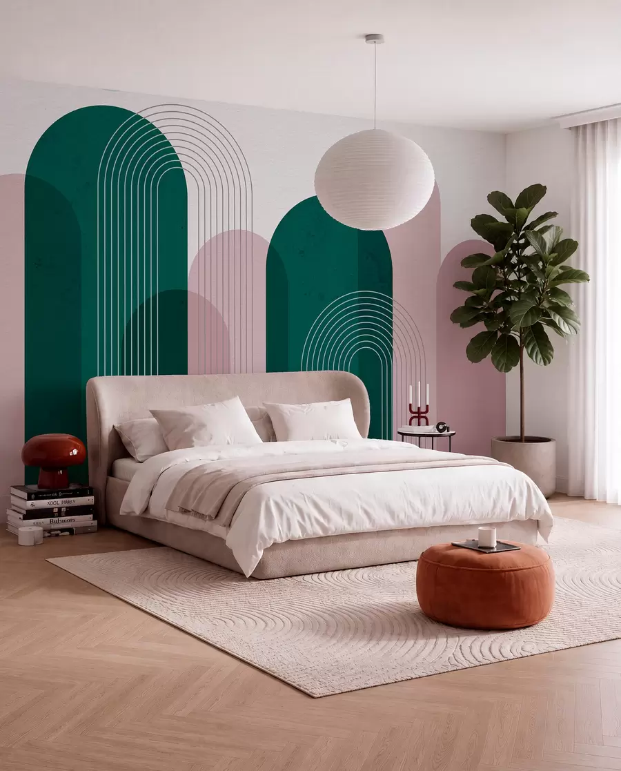 wall murals Abstract blue and beige arches u73098v3