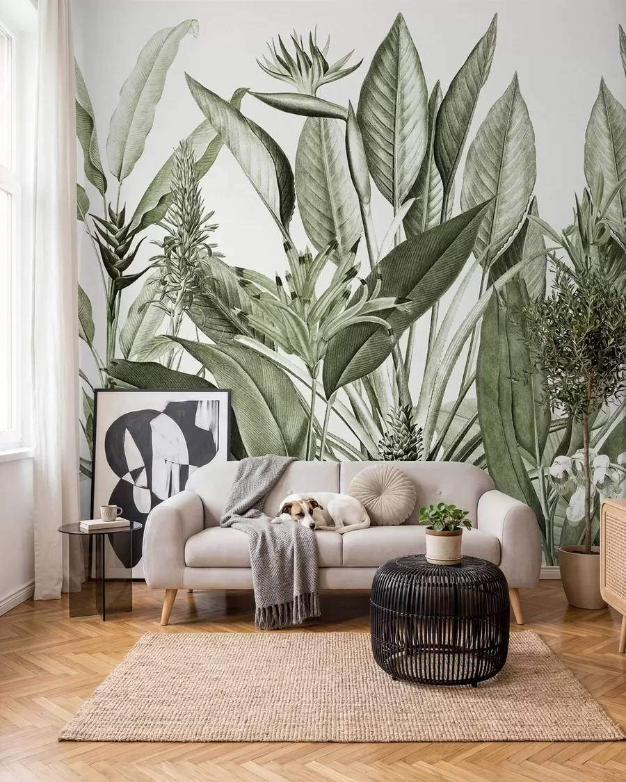 wall murals Ink Jungle in Green u96833v2