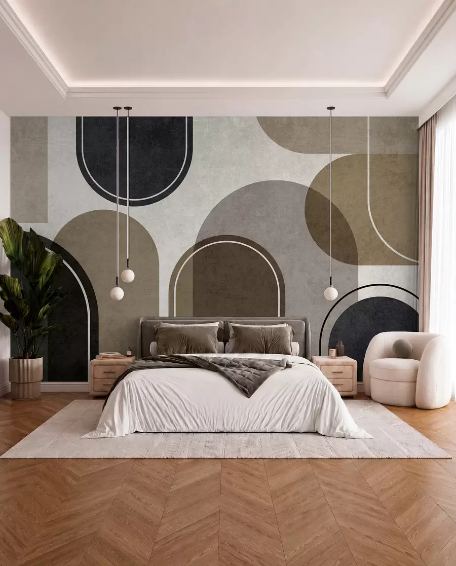 wall murals Geometric arches in beige colour u99095