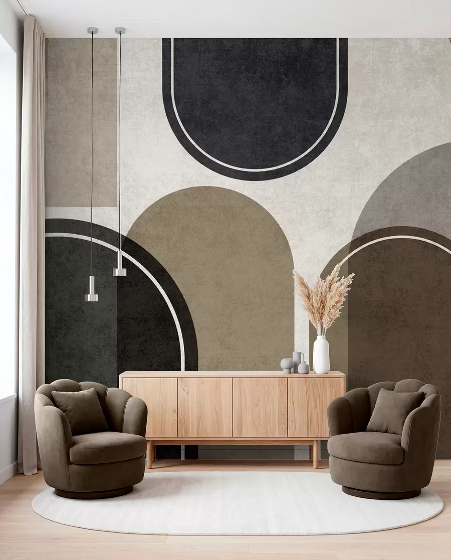 wall murals Geometric arches in beige colour u99095