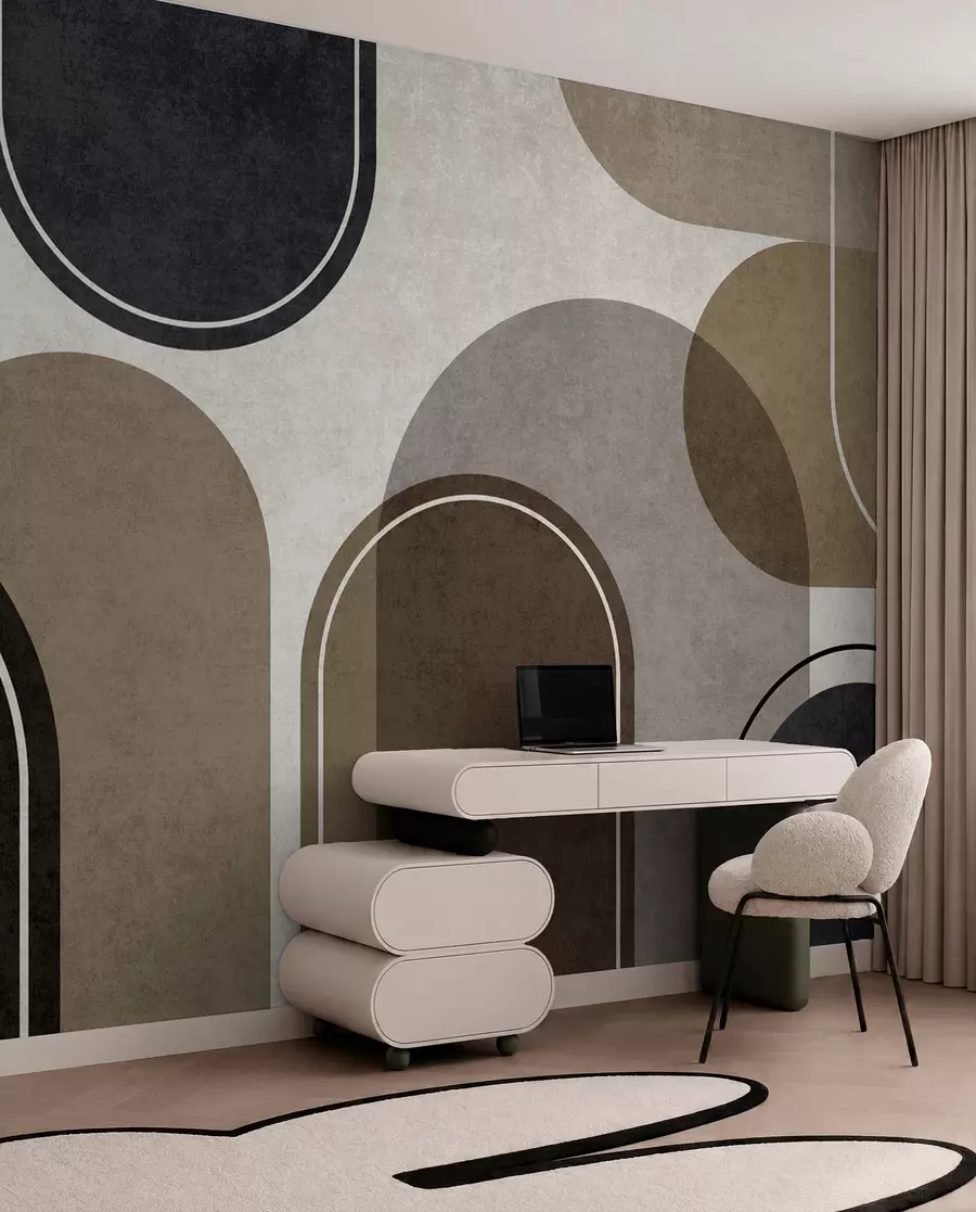 wall murals Geometric arches in beige colour u99095