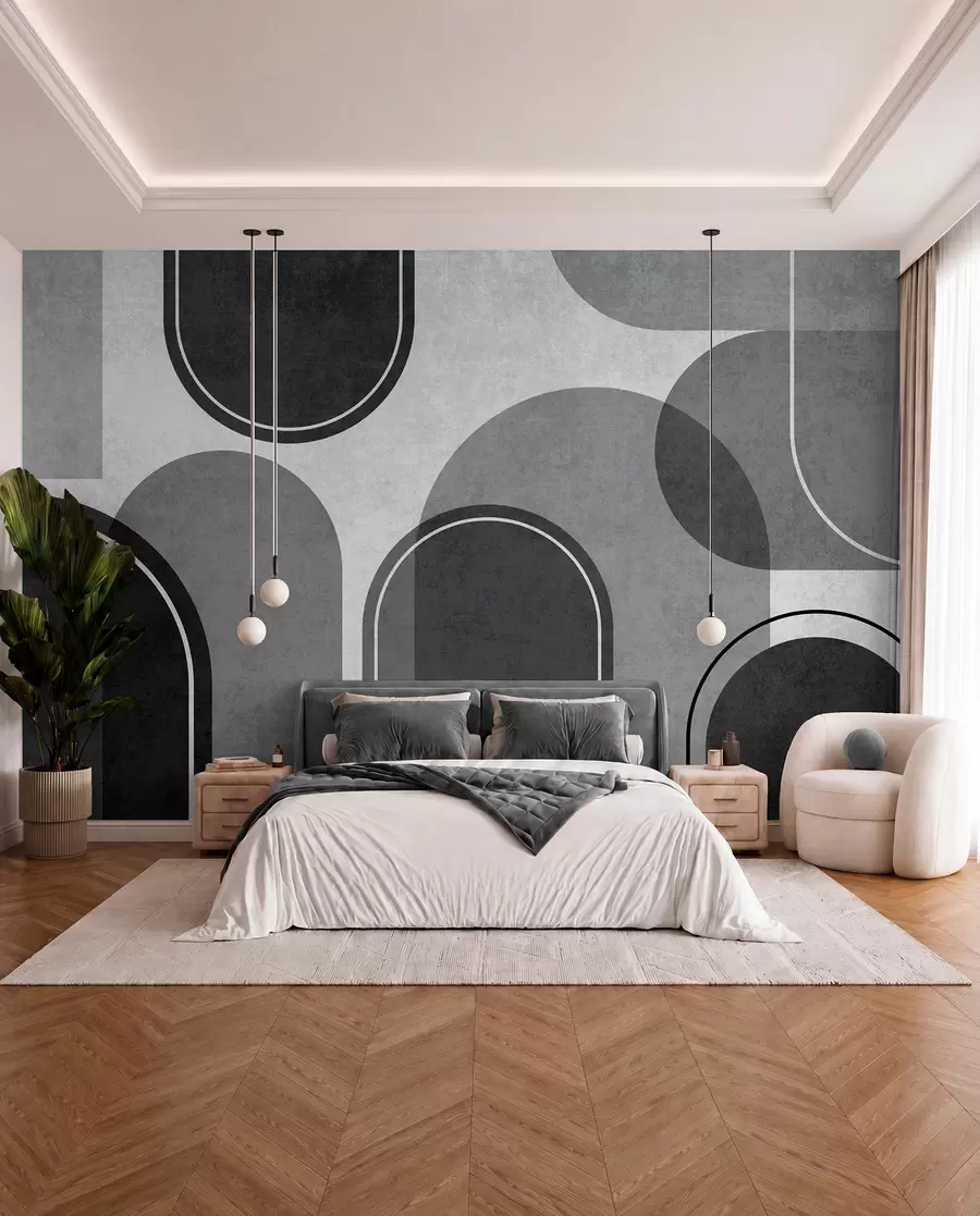wall murals Geometric arches in grey u99095v2