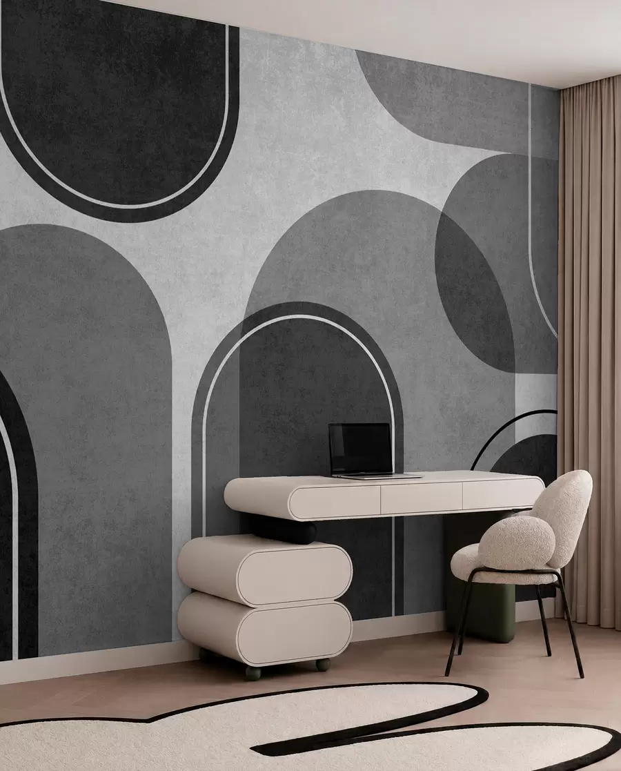 wall murals Geometric arches in grey u99095v2