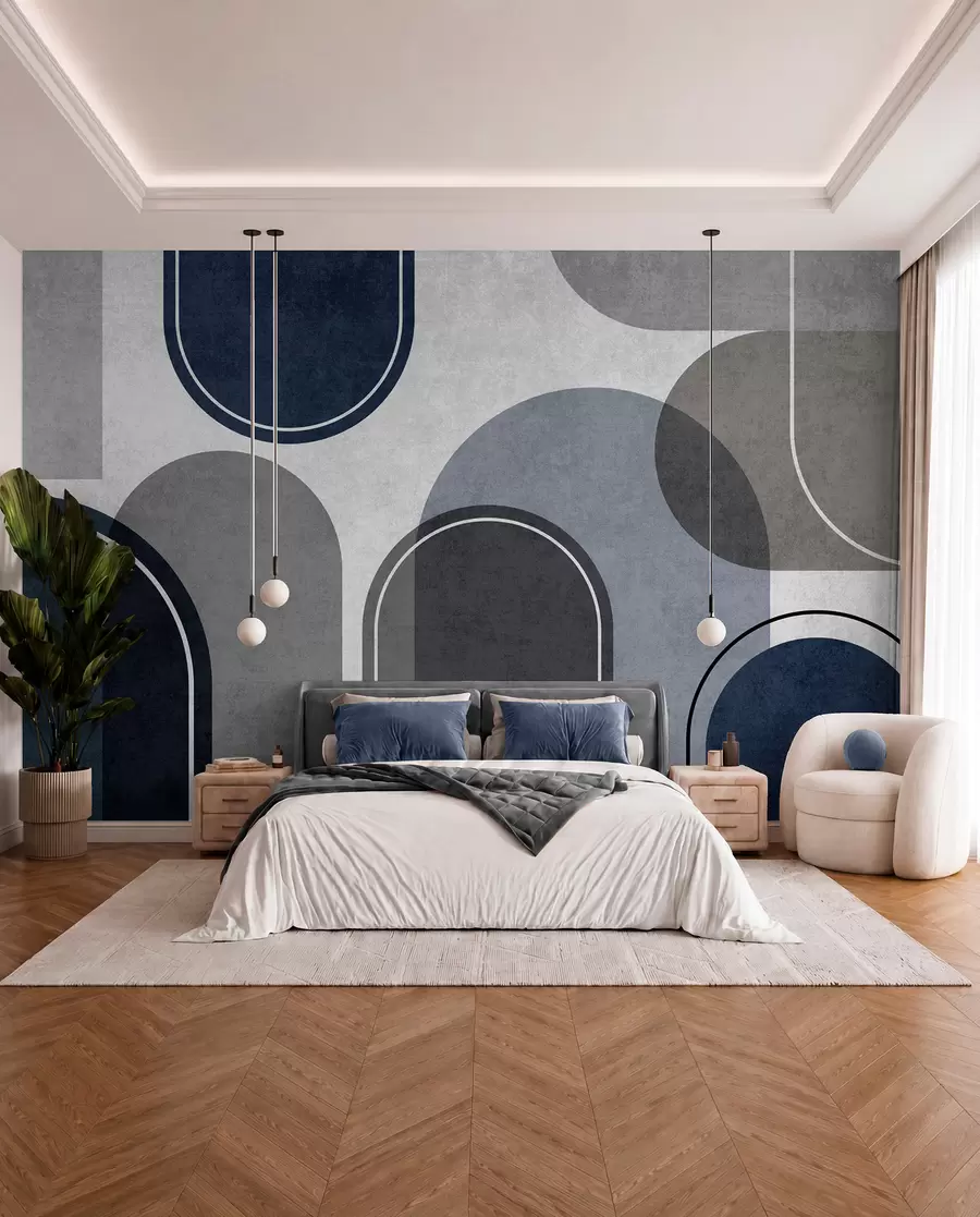 wall murals Geometric arches in blue u99095v3