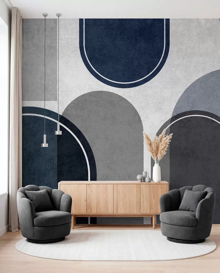 wall murals Geometric arches in blue u99095v3