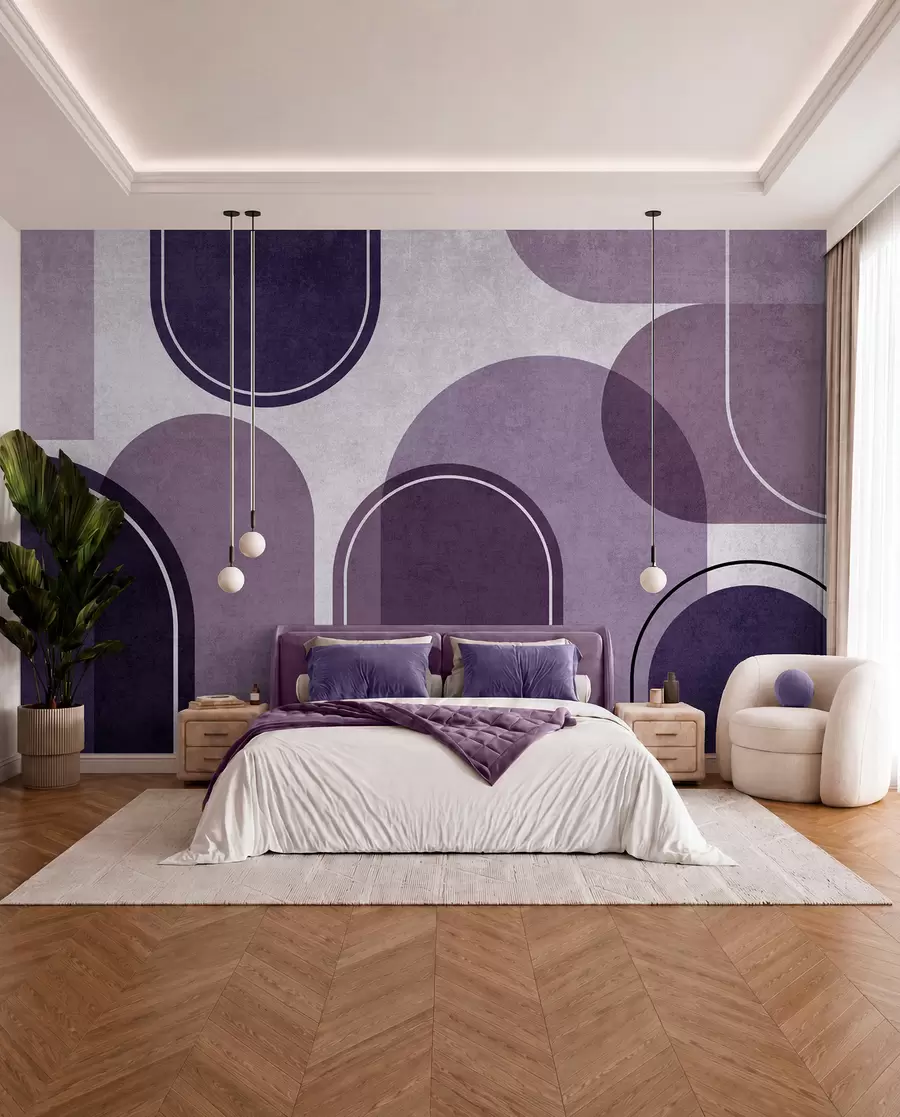 wall murals Geometric arches in purple u99095v4