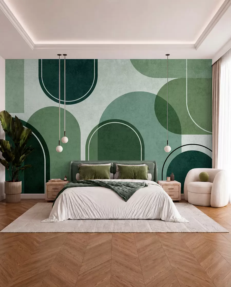 wall murals Geometric arches in green colour u99095v5