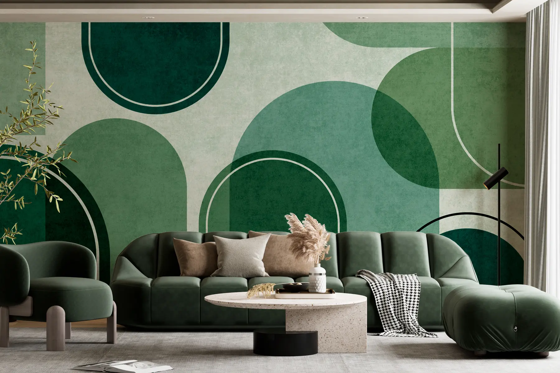 wall murals Geometric arches in green colour u99095v5