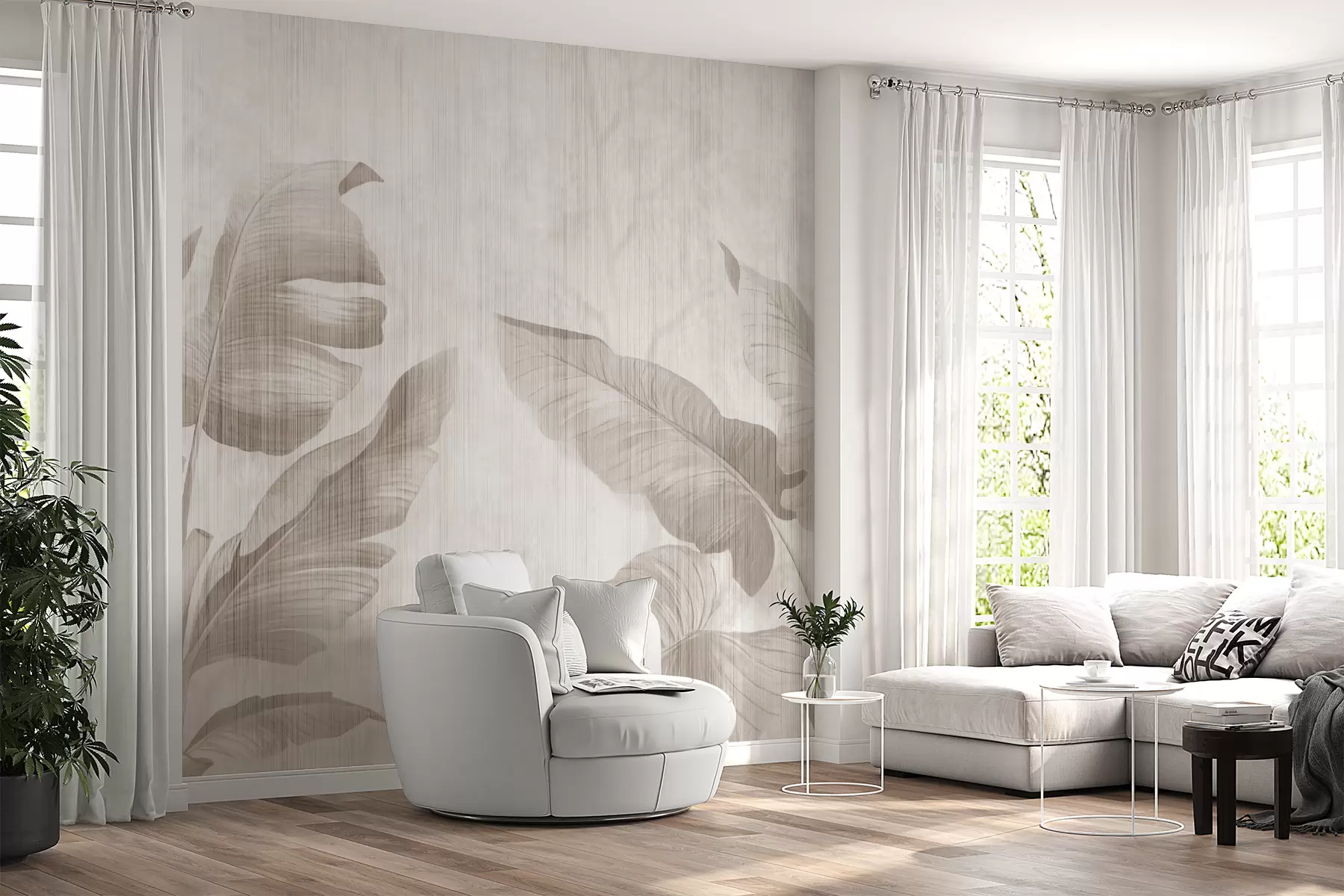 wall murals Tropical leaves in grunge style u00299d1