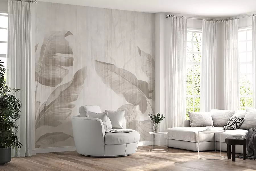 wall murals Tropical leaves in grunge style u00299d1