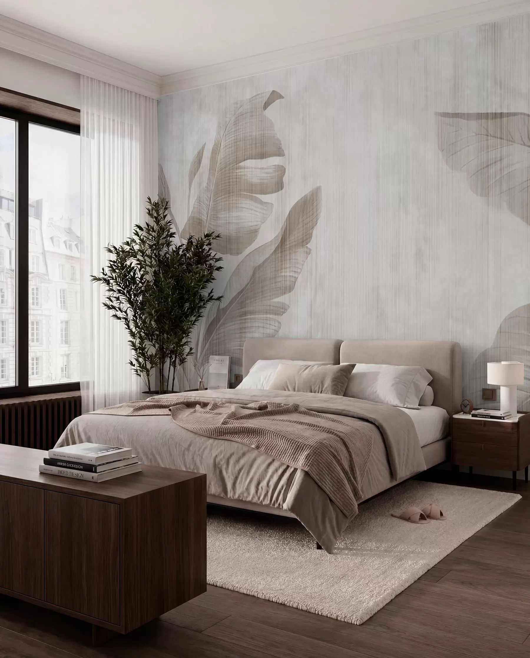 wall murals Tropical leaves in grunge style u00299d2