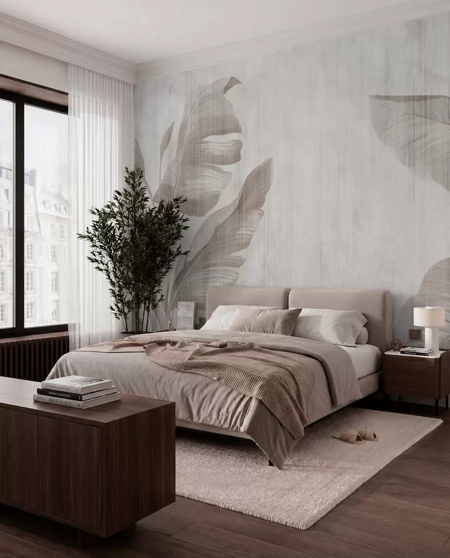wall murals Tropical leaves in grunge style u00299d2