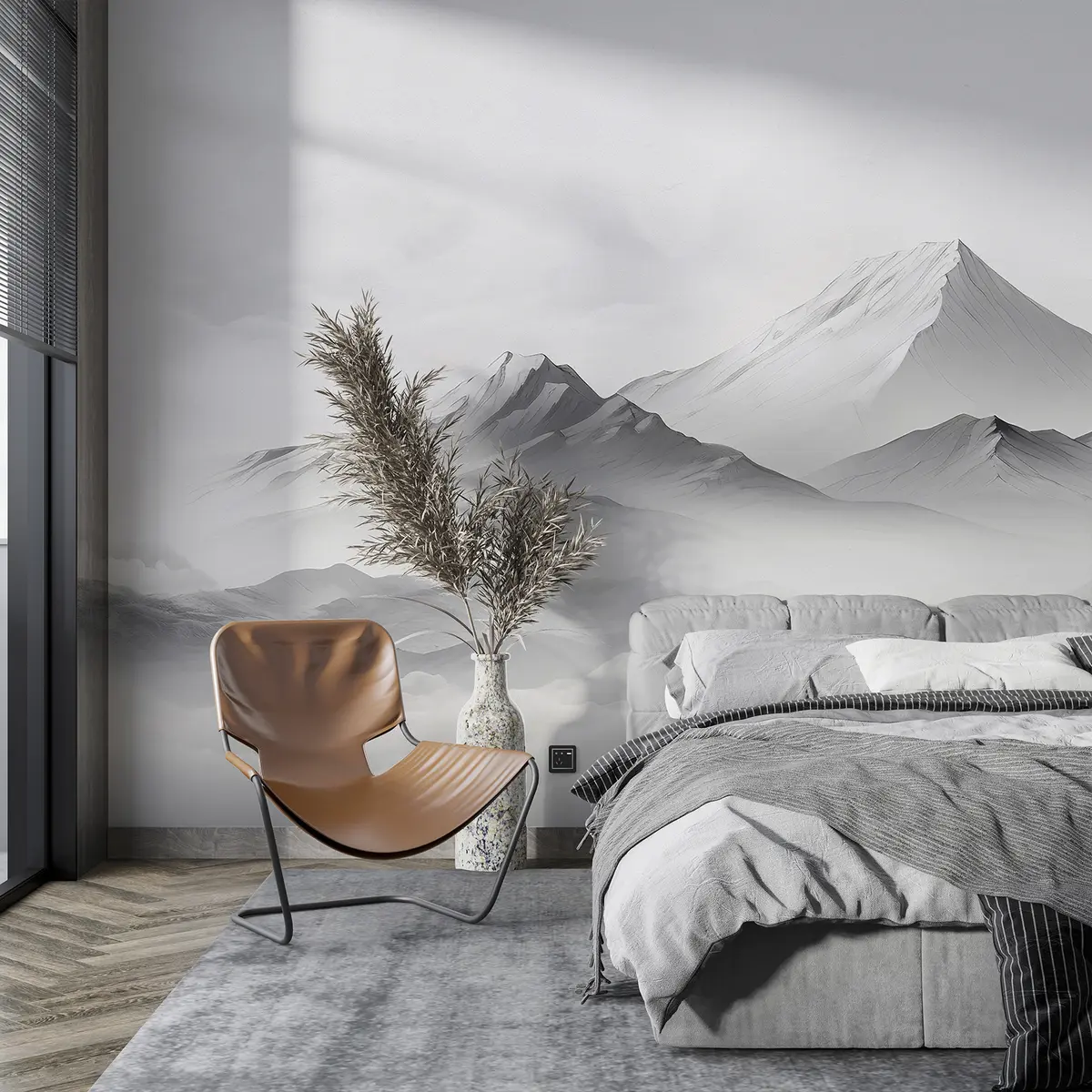 wall murals Mountains in the clouds, mist, grey color, landscape u99458d1