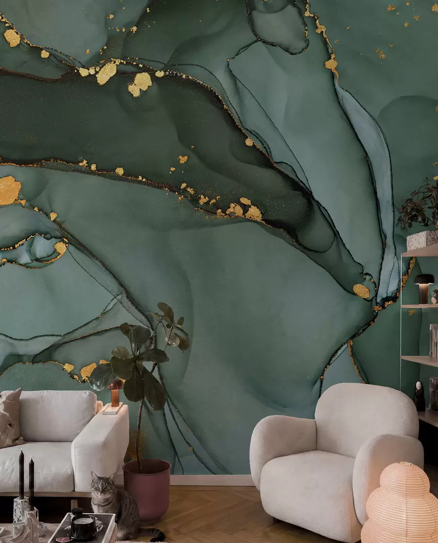 wall murals Luxury Onyx marble with metallic cracks u50235d1