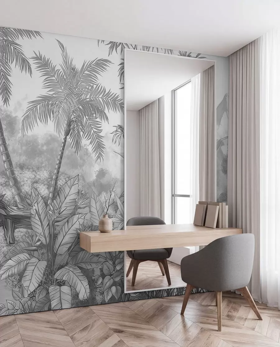 wall murals Black and white tropics u59039d3
