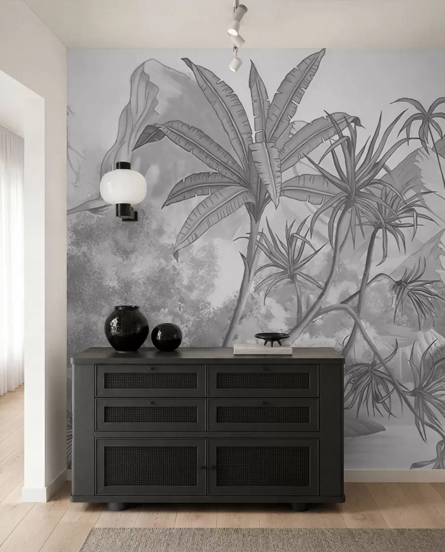 wall murals Black and white tropics u59039d1