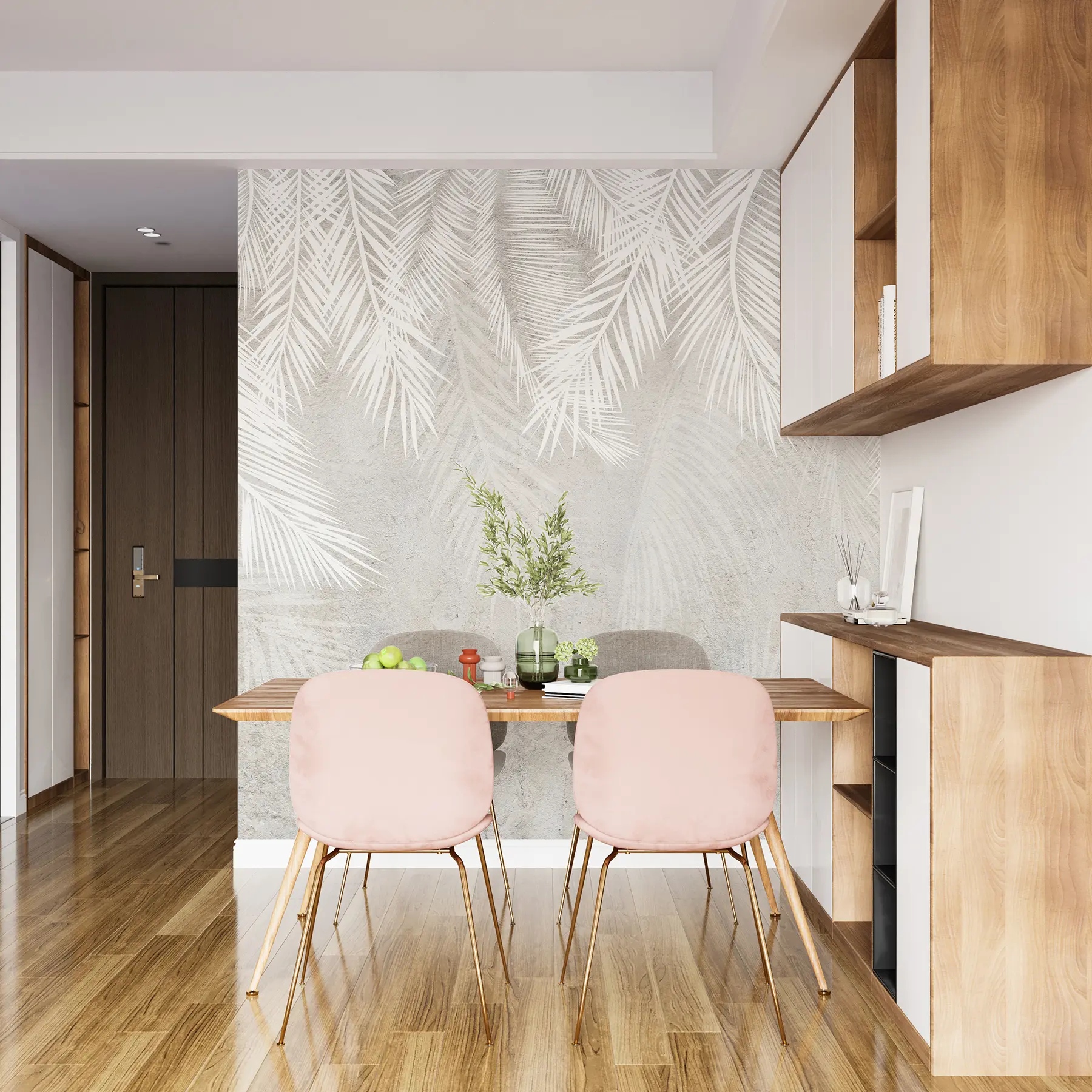 wall murals White brittle palm leaves with a grunge texture. u94286d1