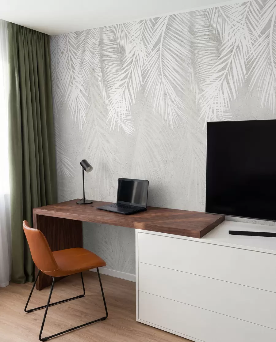 wall murals White brittle palm leaves with a grunge texture u94286d1