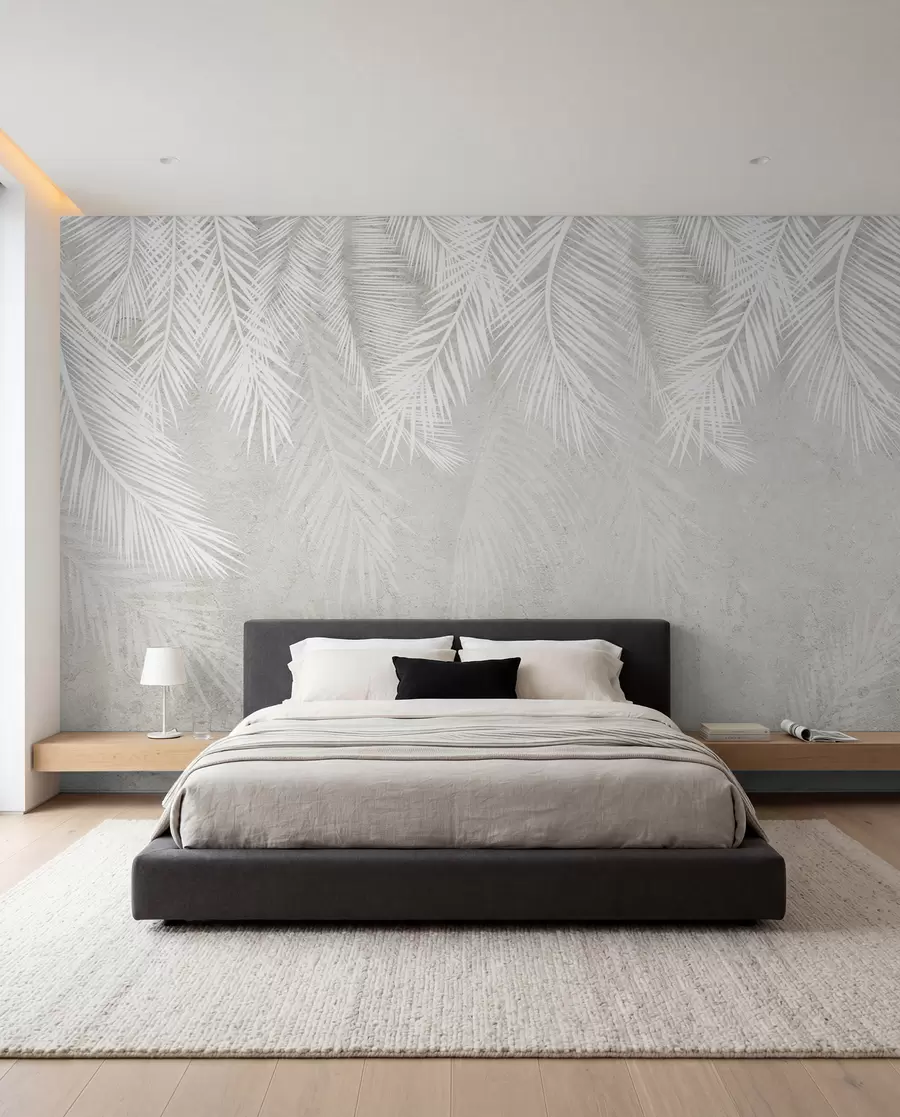 wall murals White brittle palm leaves with a grunge texture u94286d2