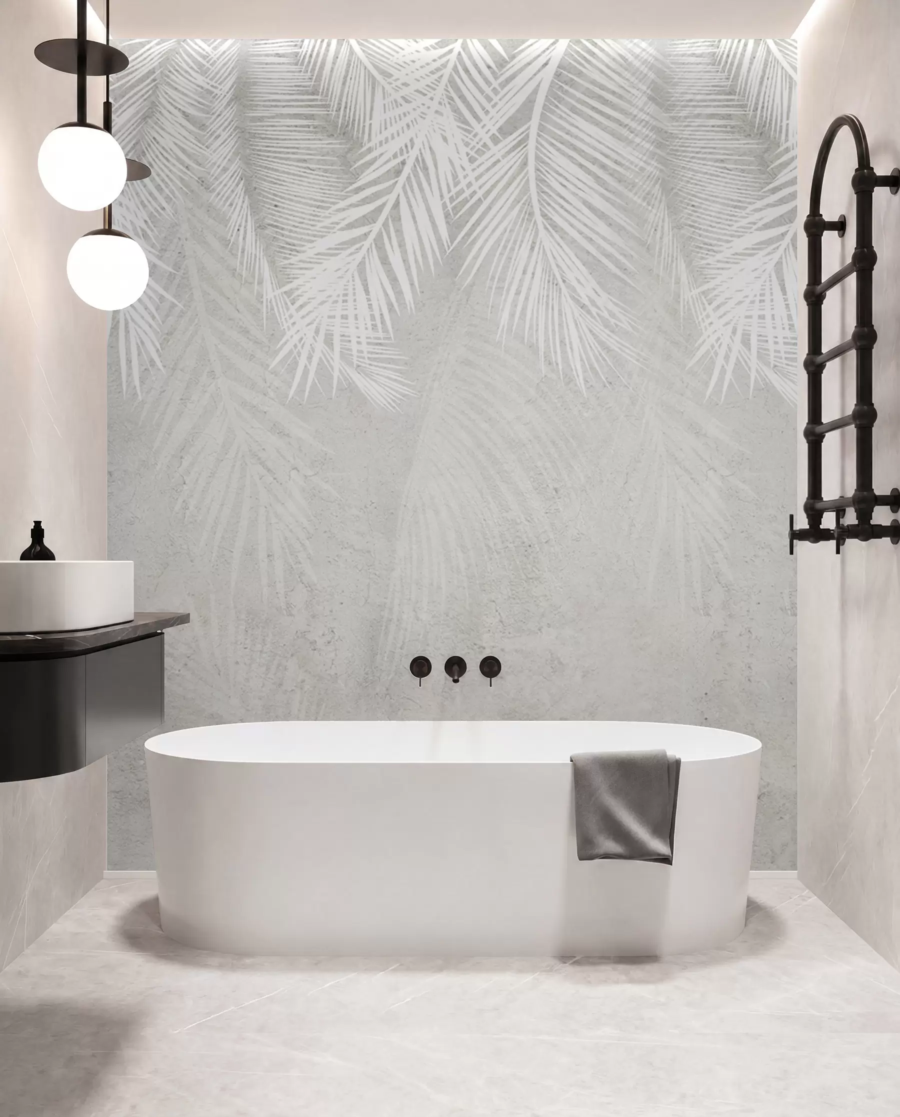 wall murals White brittle palm leaves with a grunge texture u94286d2