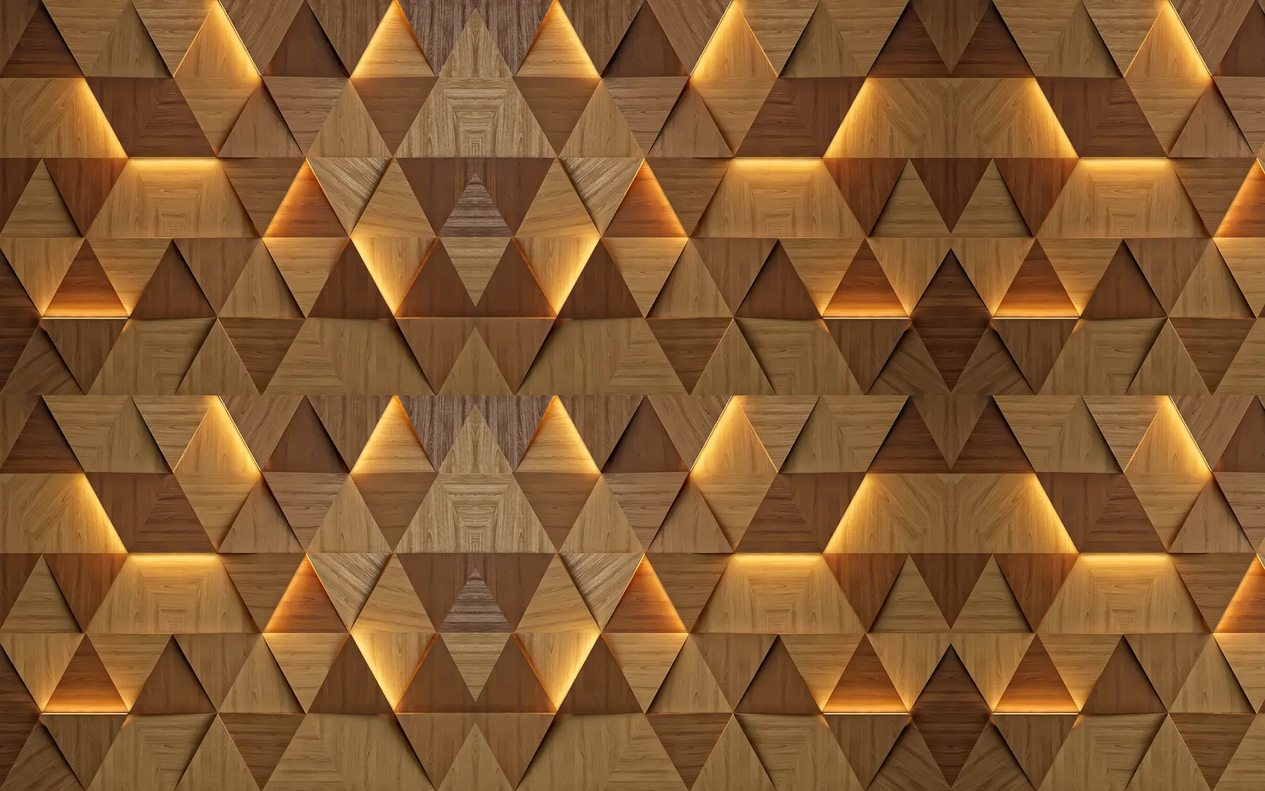 wall murals Classic wooden triangles with 3D illumination u99280