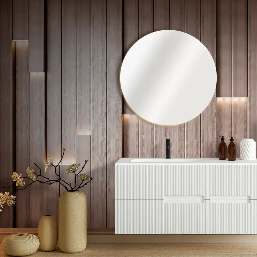 wall murals Classic wooden panels with 3D illumination u99321