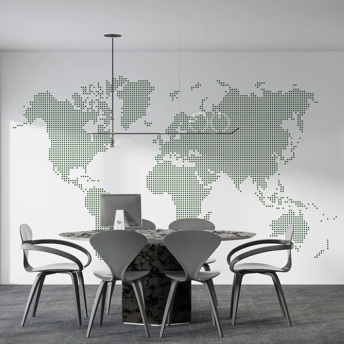 wall murals World map with green square dots u99406v2
