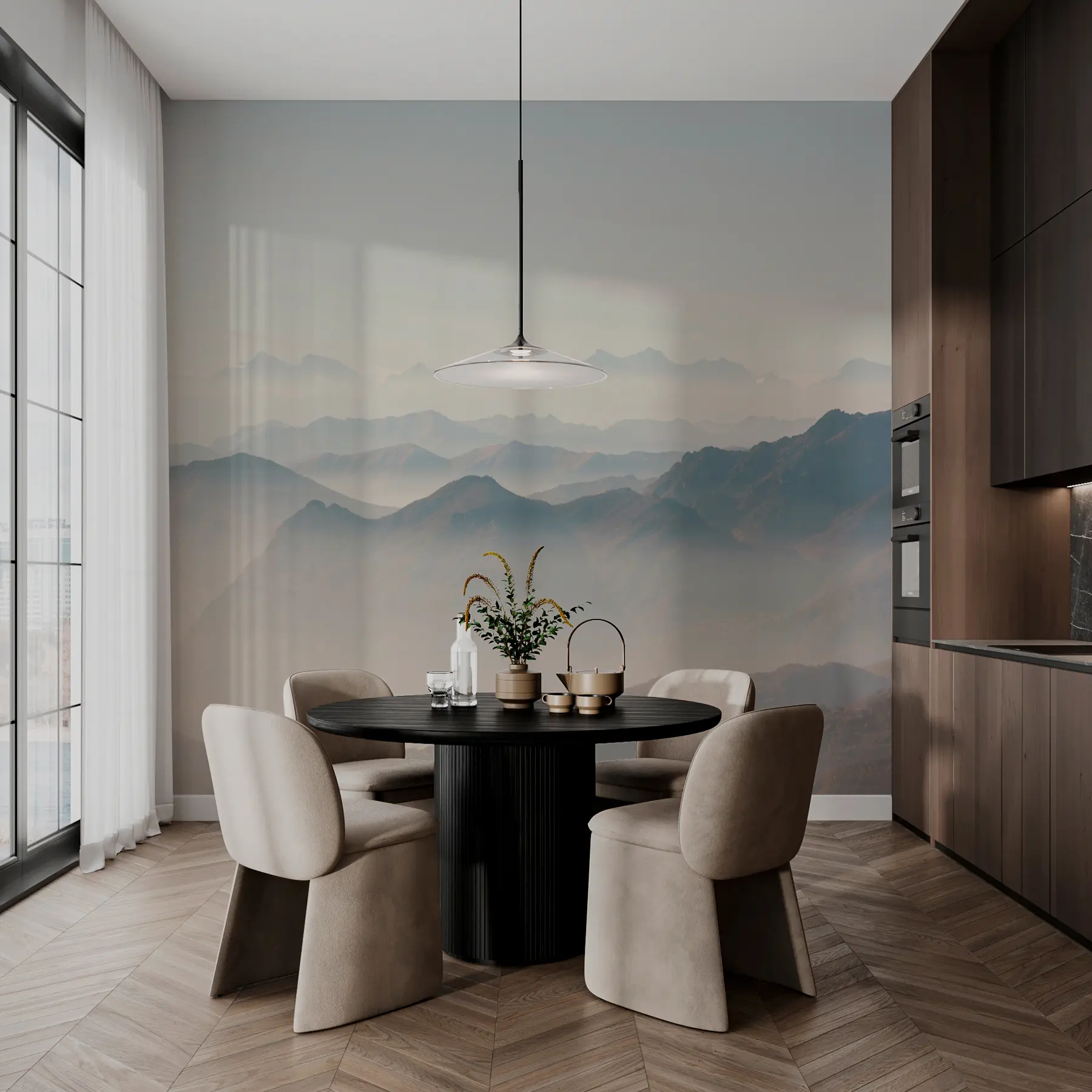 wall murals Landscape of dunes and mountains u99719